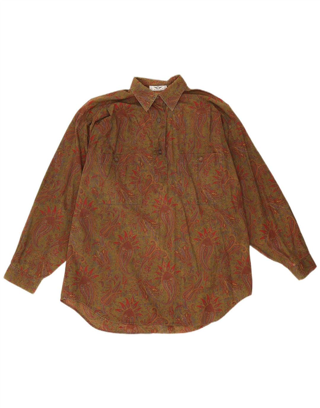 Camicia pullover oversize da donna Calbros IT 44 cotone Paisley medio kaki