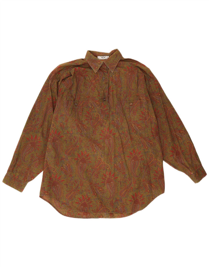 Camicia pullover oversize da donna Calbros IT 44 cotone Paisley medio kaki