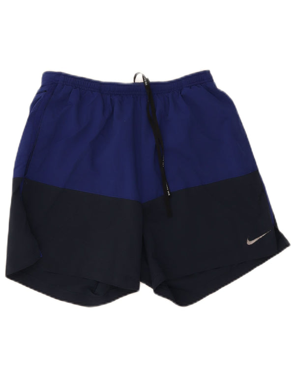 Pantaloncini sportivi Nike da uomo Dri Fit, poliestere color block medio blu navy