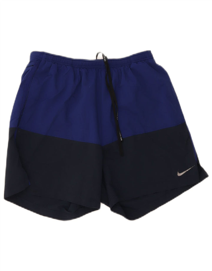 Pantaloncini sportivi Nike da uomo Dri Fit, poliestere color block medio blu navy