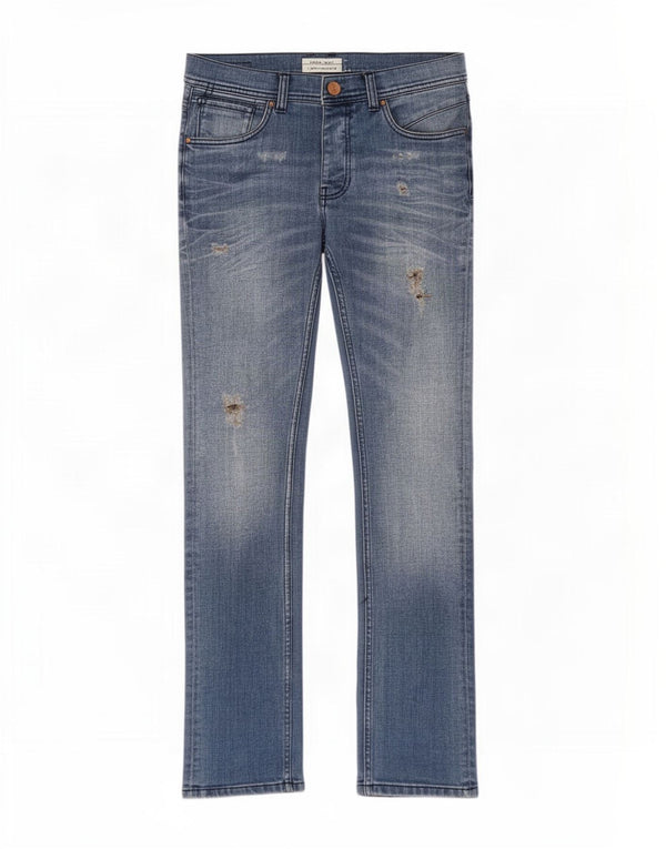 Jeans slim invecchiati da uomo Zara EU 38 piccoli W30 L32 blu