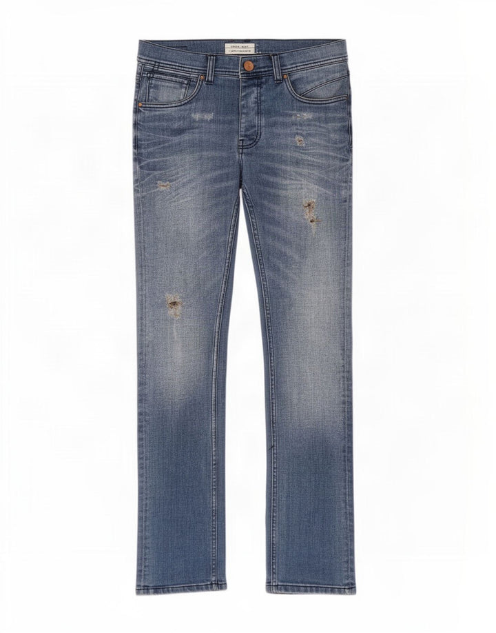 Jeans slim invecchiati da uomo Zara EU 38 piccoli W30 L32 blu