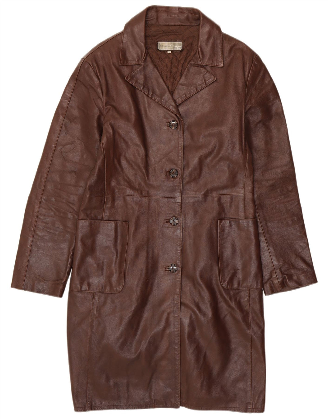 Cappotto in pelle da donna VINTAGE UK 18 XL in pelle marrone