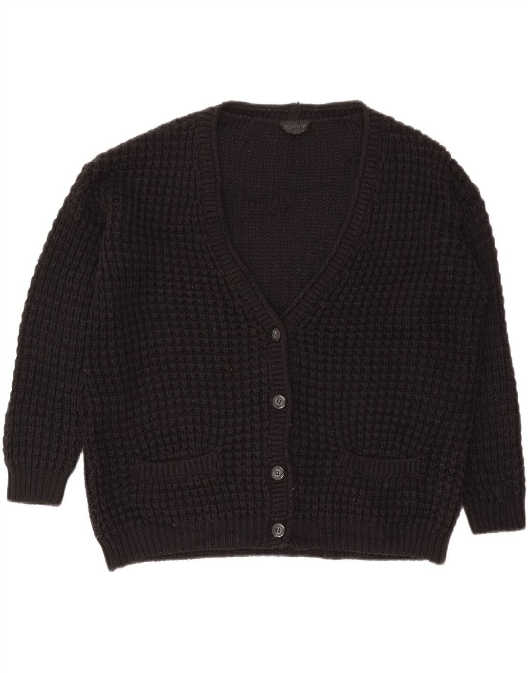 Maglione cardigan oversize da donna Topshop UK 8 piccolo acrilico nero