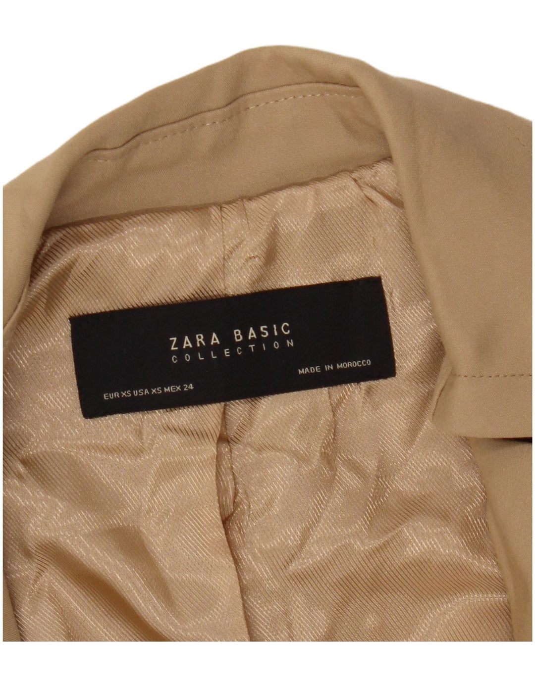 Cappotto doppiopetto senza maniche ZARA da donna UK 6 XS Beige