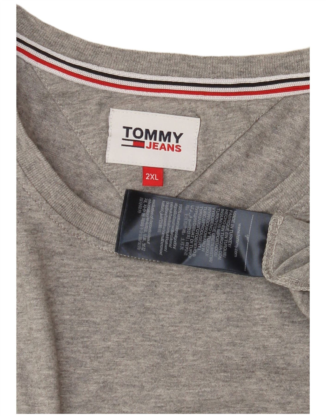 TOMMY HILFIGER T-shirt da donna Top UK 20 2XL Cotone grigio
