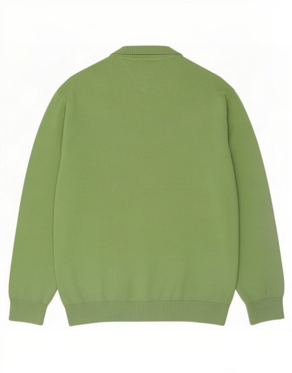 Maglione maglione con scollo a V da donna Tommy Hilfiger UK 18 XL cotone verde