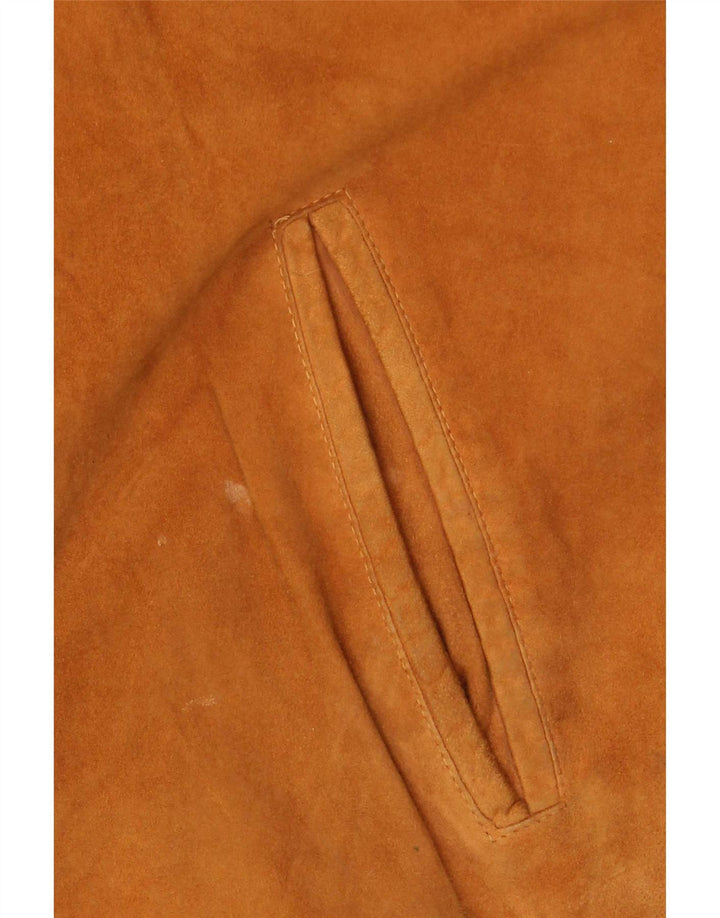 Giubbotto bomber vintage in pelle scamosciata da uomo IT 54 2XL in pelle marrone