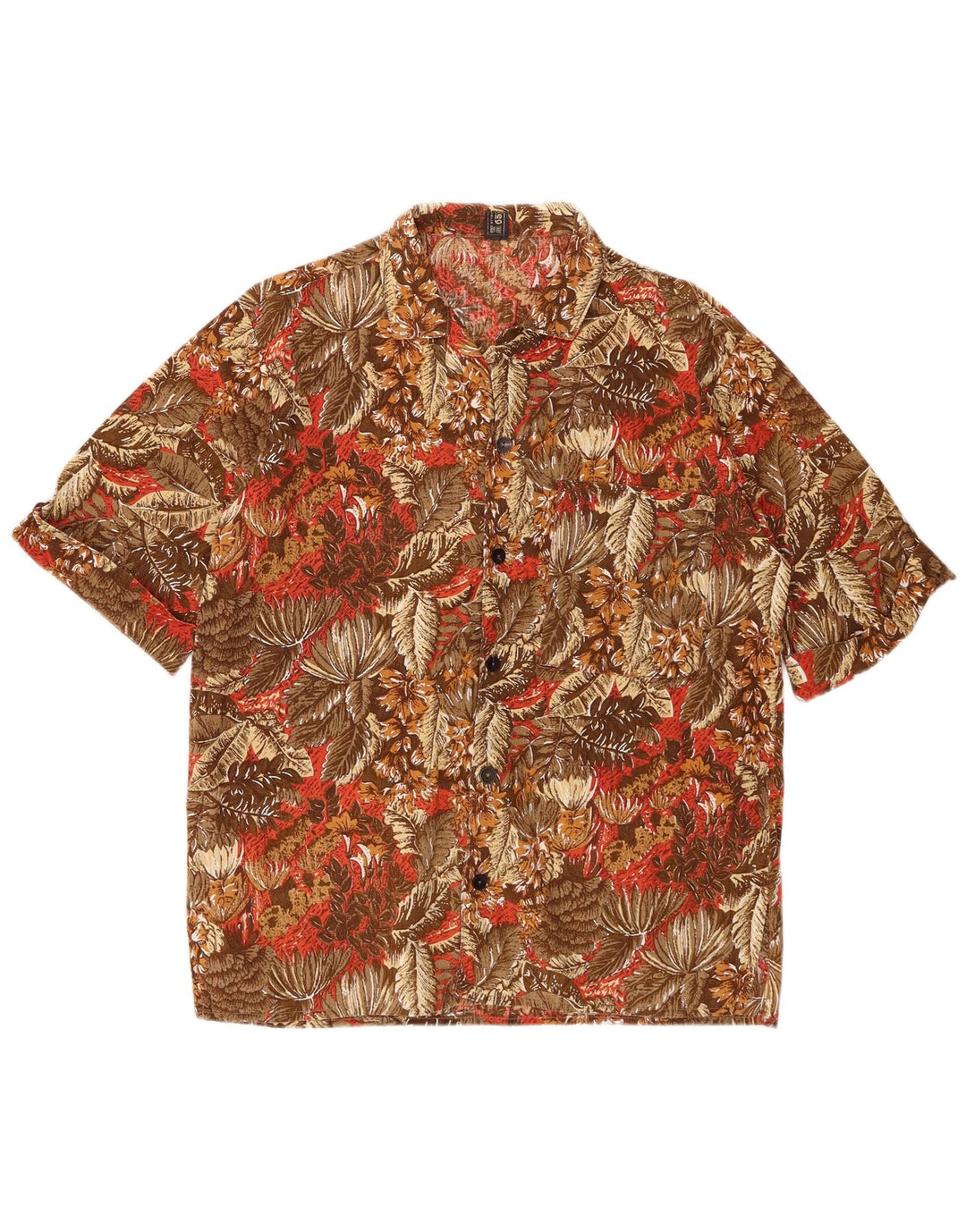Camicia a maniche corte da uomo Privilegi in cotone floreale marrone medio