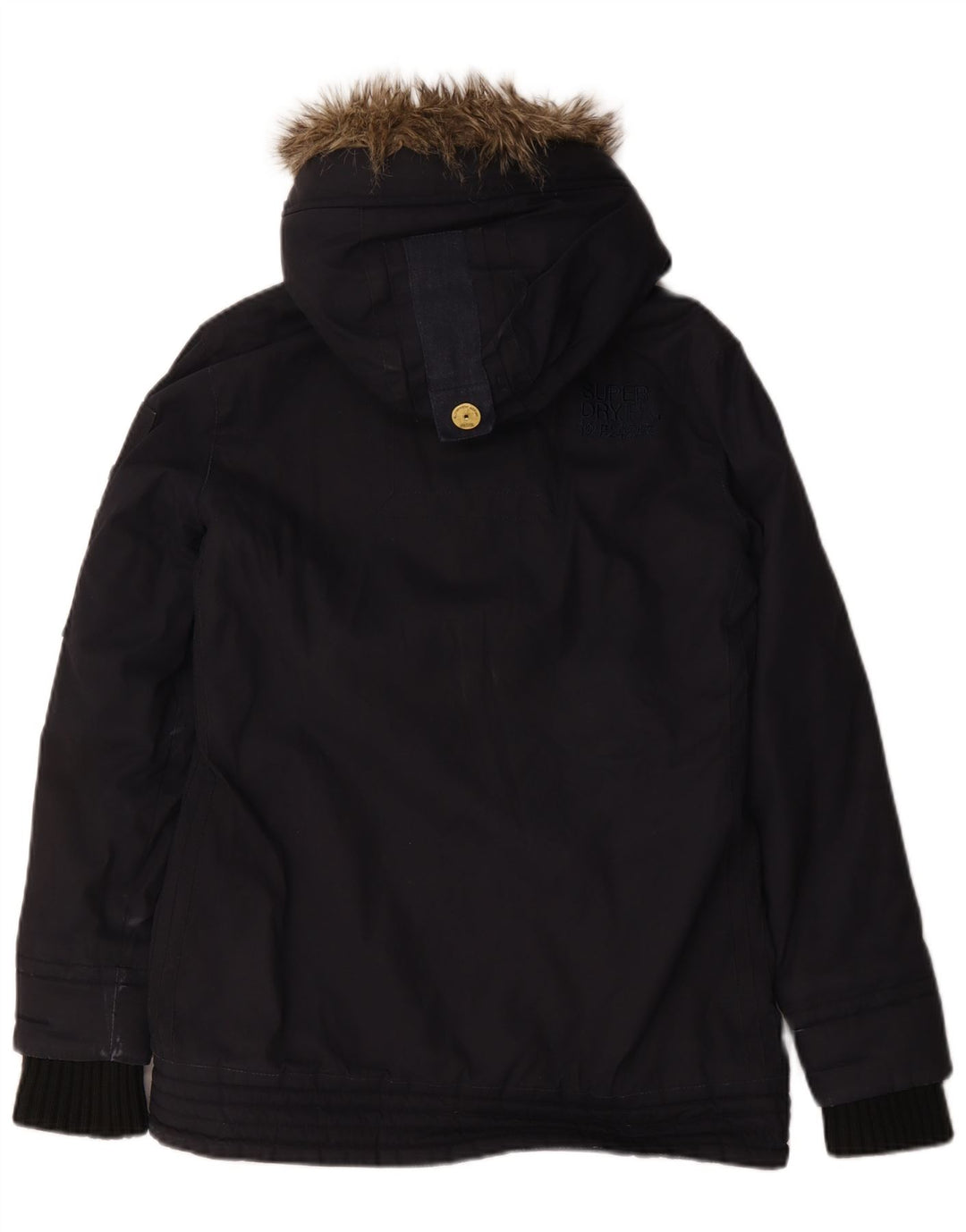 Giacca a vento con cappuccio da donna Superdry UK 14 cotone medio blu navy