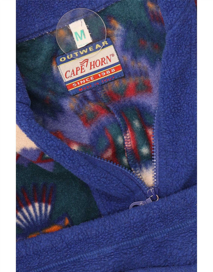 Maglione in pile da uomo Cape Horn con zip e collo in poliestere geometrico blu medio