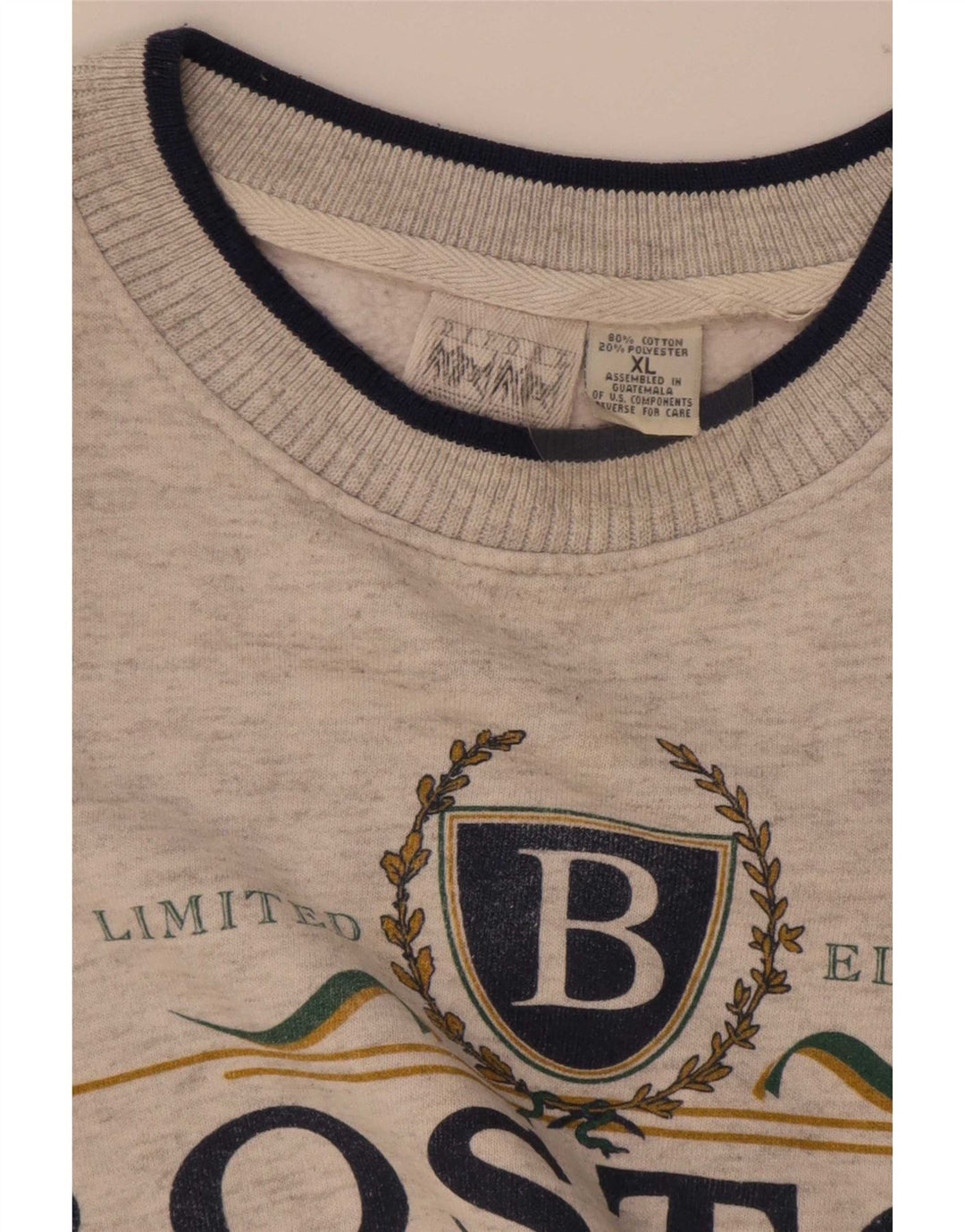 Felpa grafica da uomo Boston Felpa XL in cotone grigio