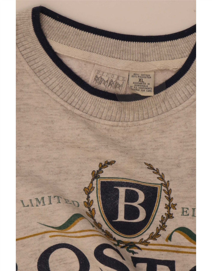 Felpa grafica da uomo Boston Felpa XL in cotone grigio