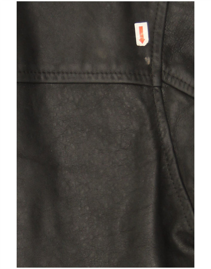 Giacca in pelle vintage da uomo IT 46 piccola in pelle nera