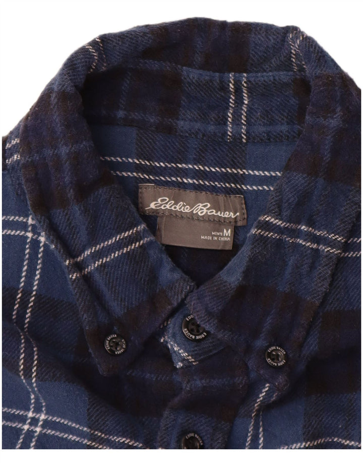 Eddie Bauer Camicia da uomo in flanella di cotone a quadri blu navy medio