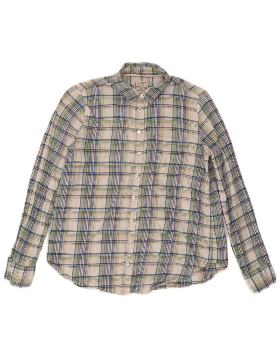 Fat Face Camicia da donna in flanella dal taglio classico UK 12 Check multicolore medio