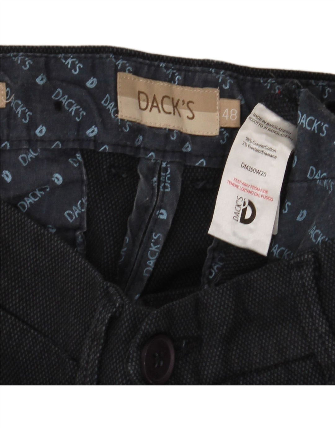 Pantaloni chino slim da uomo di Dack IT 48 medio W32 L32 cotone nero