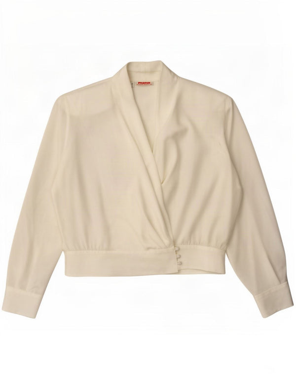 Camicetta corta da donna vintage IT 48 XL poliestere bianco