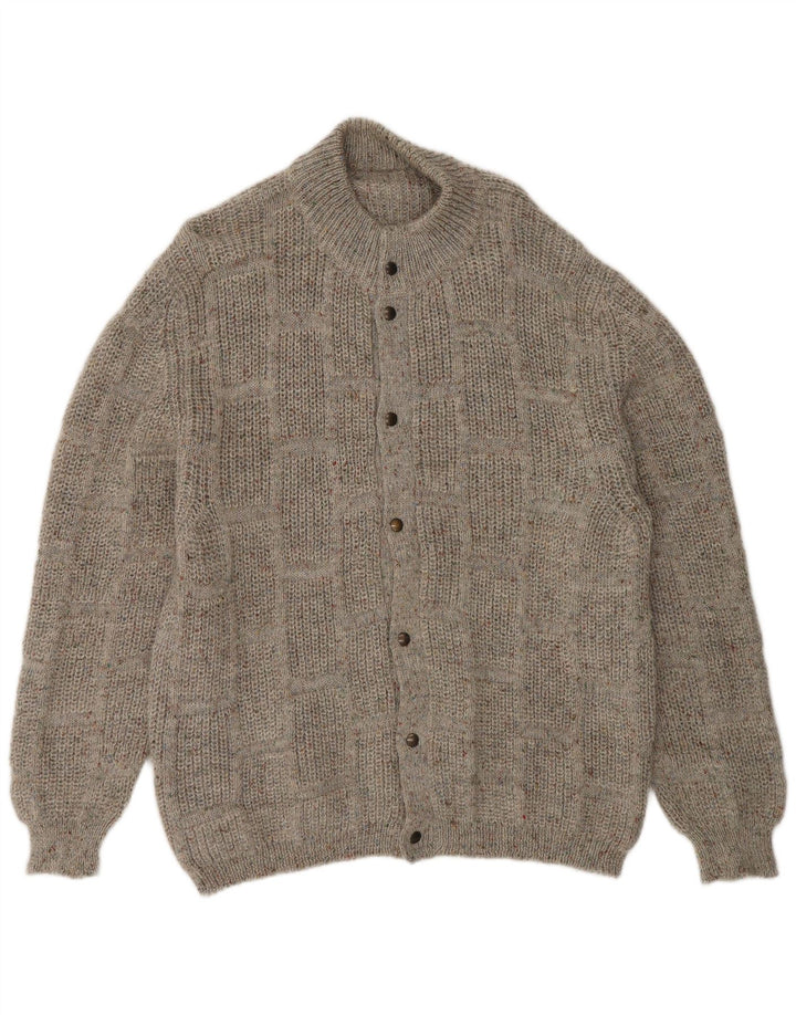 Maglione cardigan da uomo vintage grande grigio screziato
