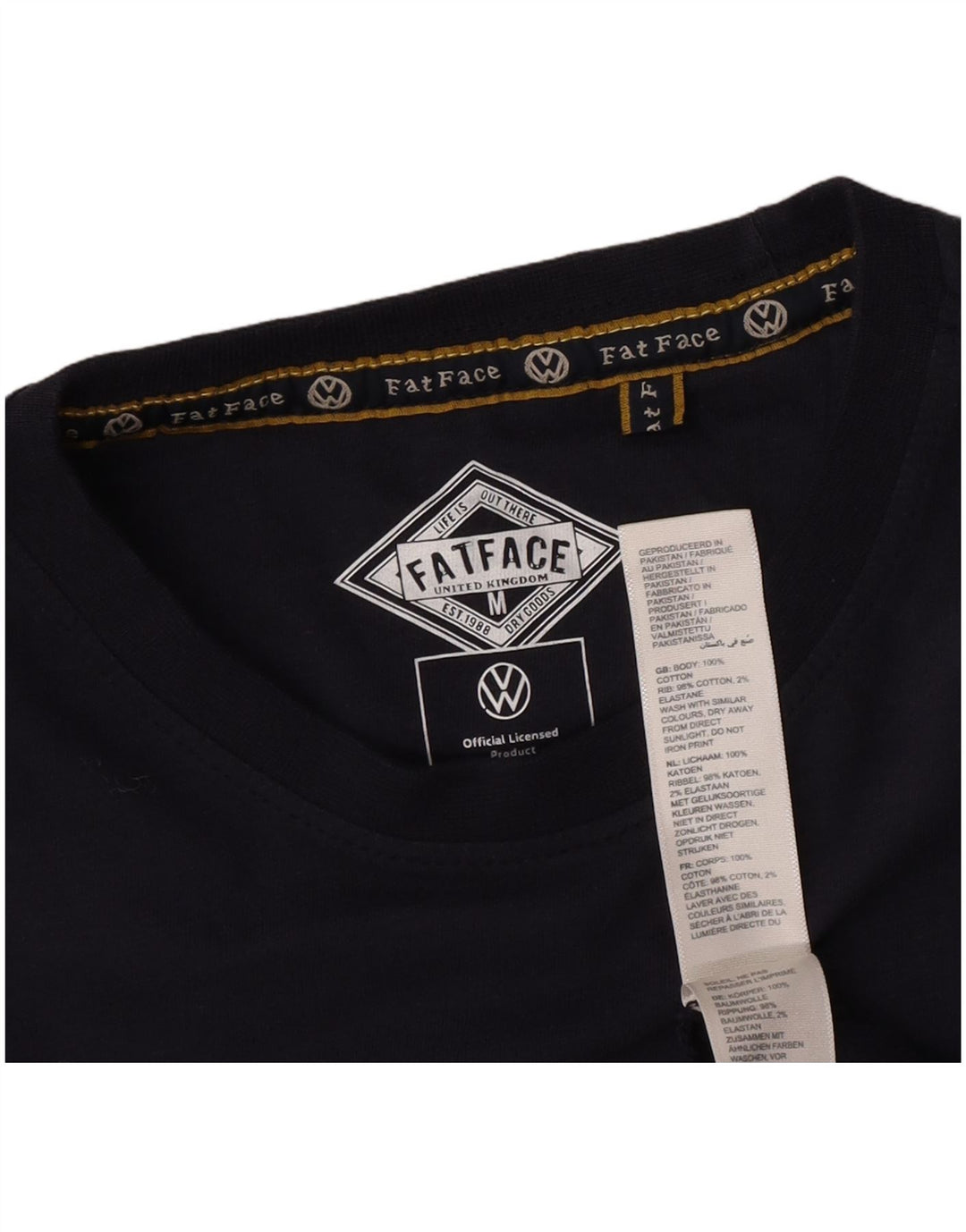 T-shirt grafica da uomo Fat Face Top in cotone blu navy medio