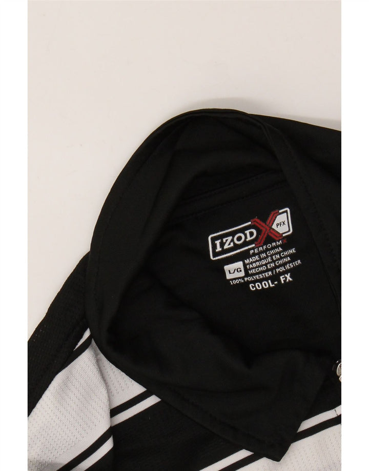 Polo da rugby da uomo IZOD grande in poliestere a righe nere