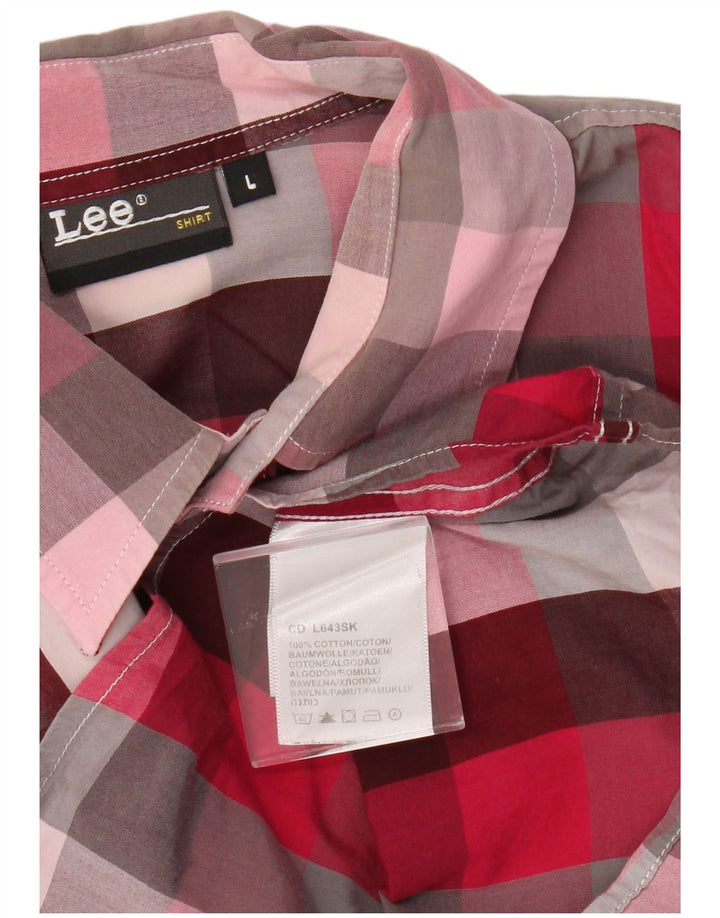 Camicia da uomo Lee grande in cotone a quadretti rosa