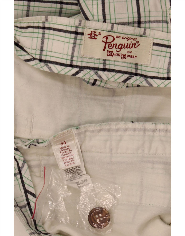 Pantaloncini chino da uomo PENGUIN W34 cotone a quadri bianchi grandi