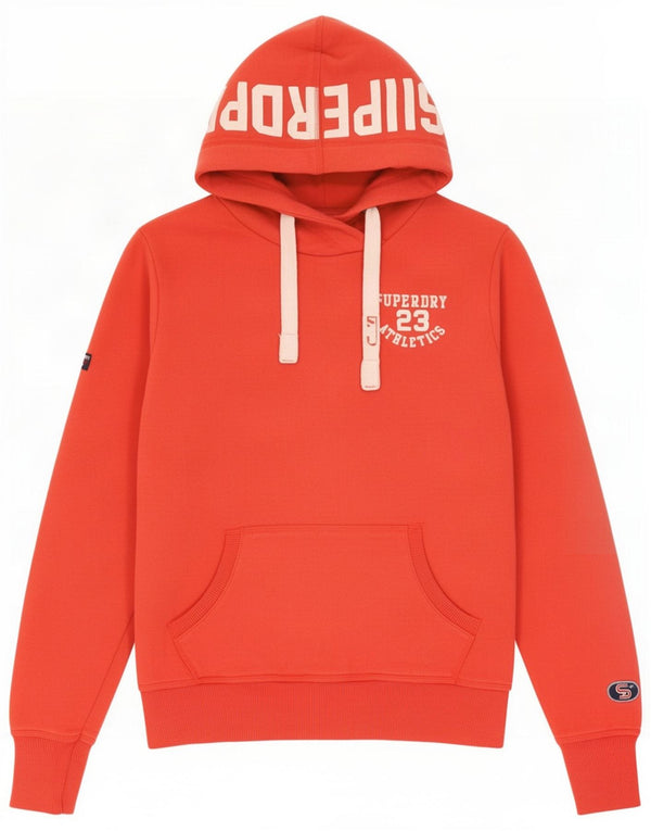 Superdry Felpa con cappuccio grafica da donna UK 12 Medium Red Cotton Sports