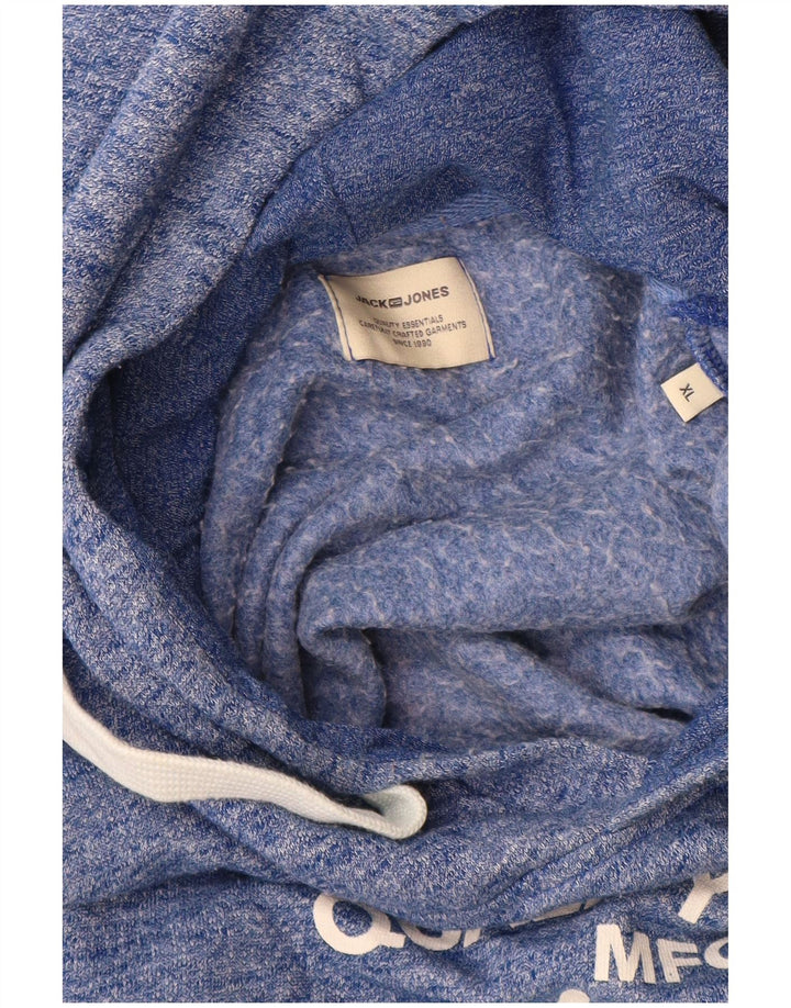 Jack & Jones Felpa con cappuccio grafica da uomo XL Poliestere chiazzato blu