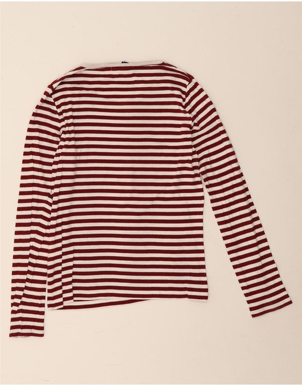Gant Womens Top Long Sleeve UK 12 Medium Burgundy Striped
