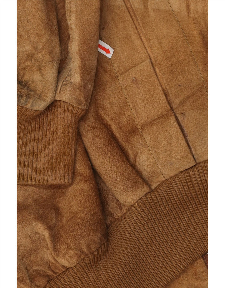 Giubbotto bomber vintage in pelle scamosciata da uomo IT 54 2XL Beige