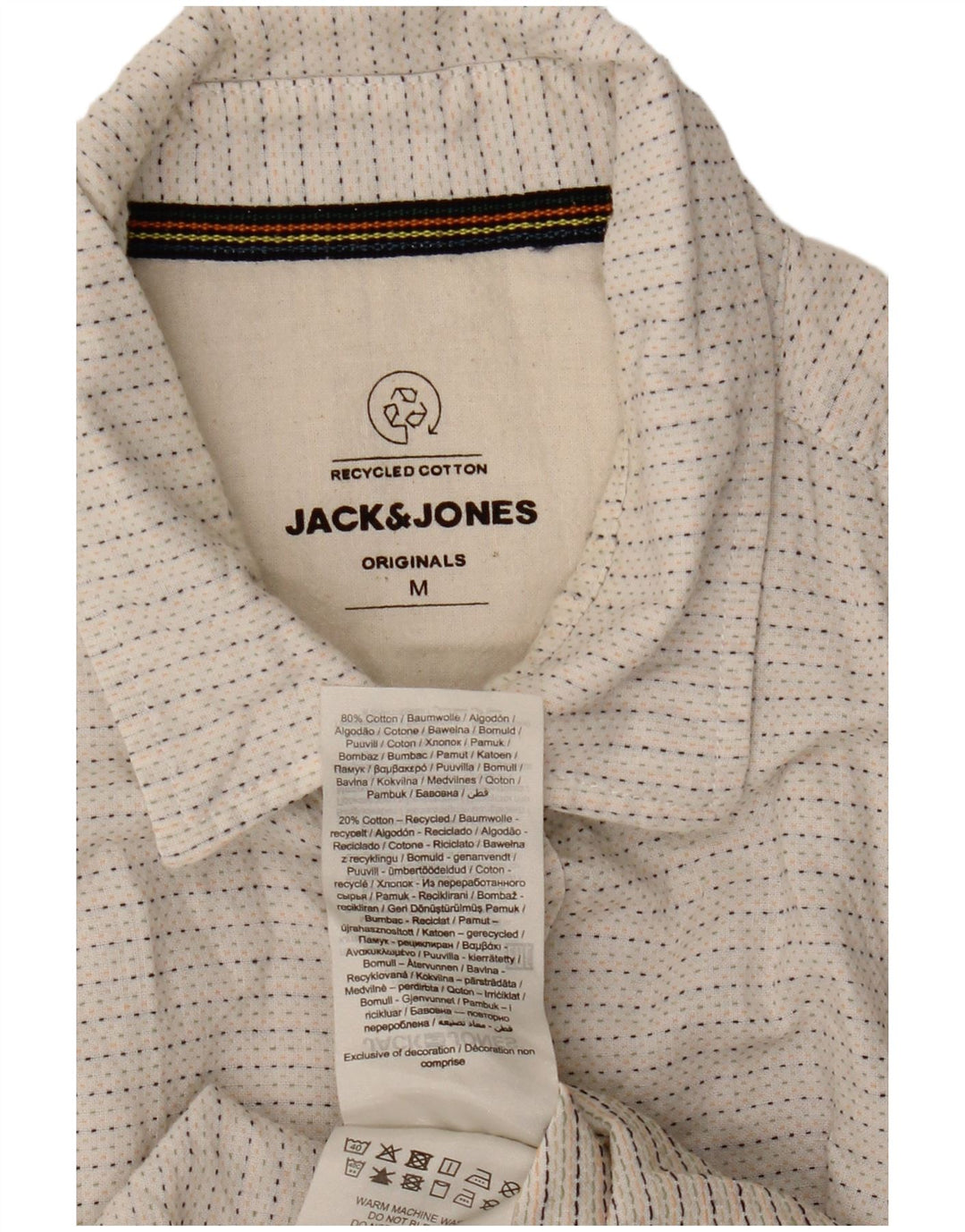 Camicia a maniche corte da uomo Jack & Jones in cotone maculato bianco sporco medio