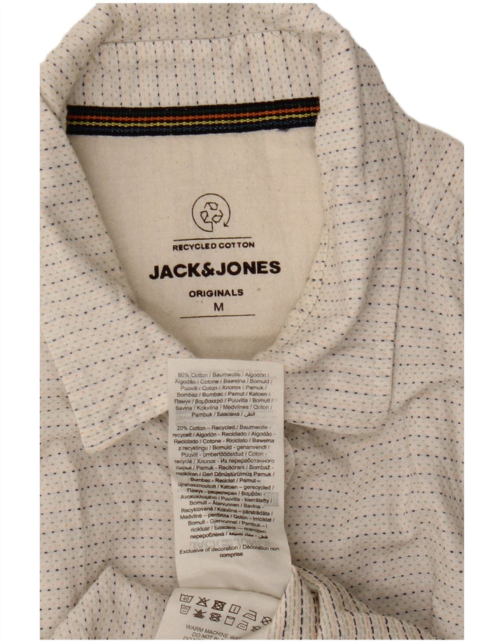 Camicia a maniche corte da uomo Jack & Jones in cotone maculato bianco sporco medio
