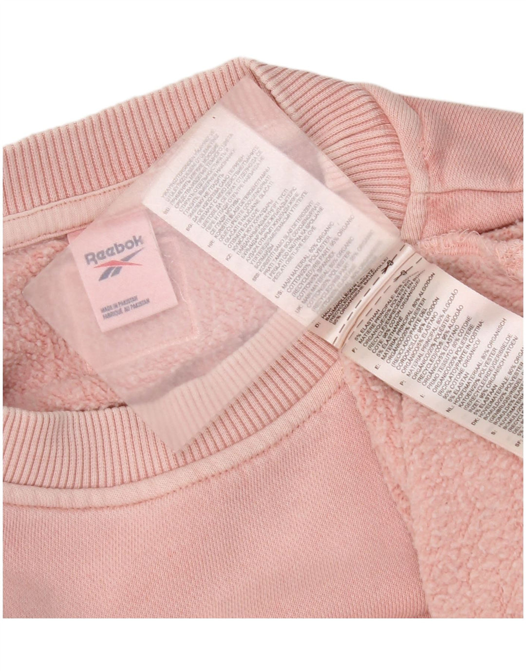 Felpa Reebok Crop Oversize da donna, maglione UK 14, cotone rosa medio