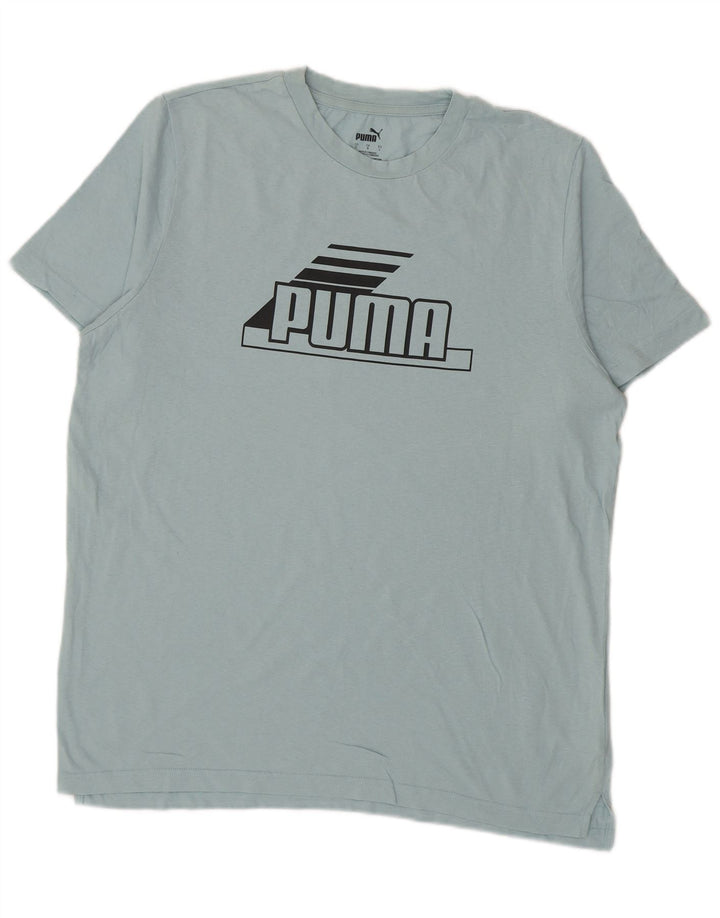 T-shirt grafica da uomo Puma Top Large in cotone turchese
