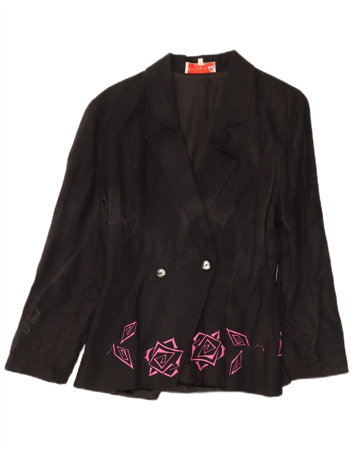 Giacca Blazer Doppiopetto Donna Anna Lugli IT 42 Medio Nero Floreale