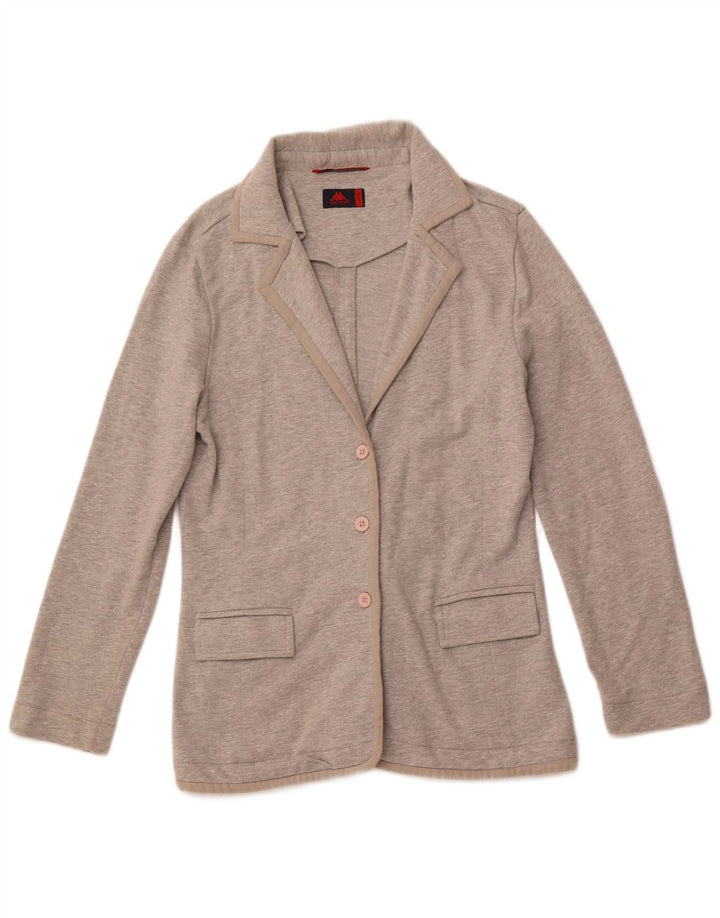Giacca blazer da donna a 3 bottoni KAPPA UK 14 grande cotone grigio