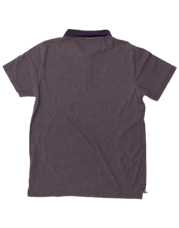 TOMMY HILFIGER Polo da uomo XL in cotone maculato blu navy