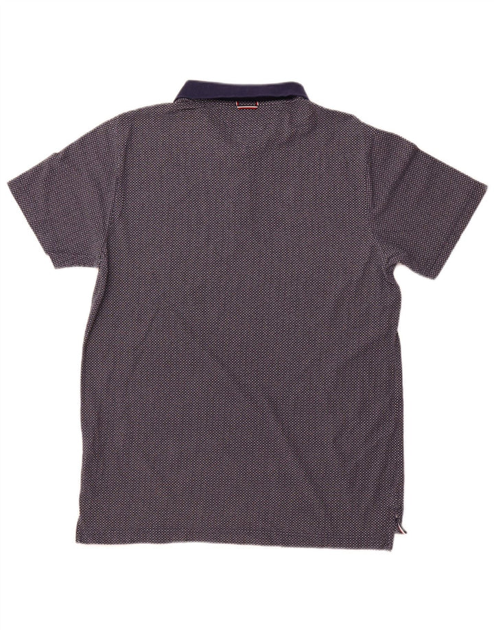 TOMMY HILFIGER Polo da uomo XL in cotone maculato blu navy