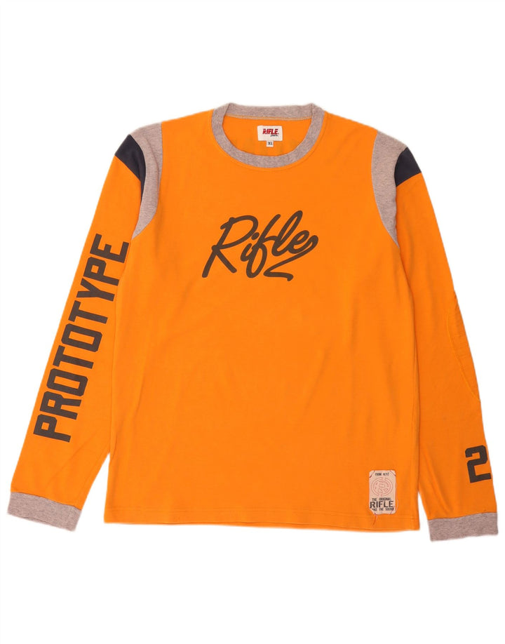 Rifle Top grafico da uomo a maniche lunghe XL in cotone arancione