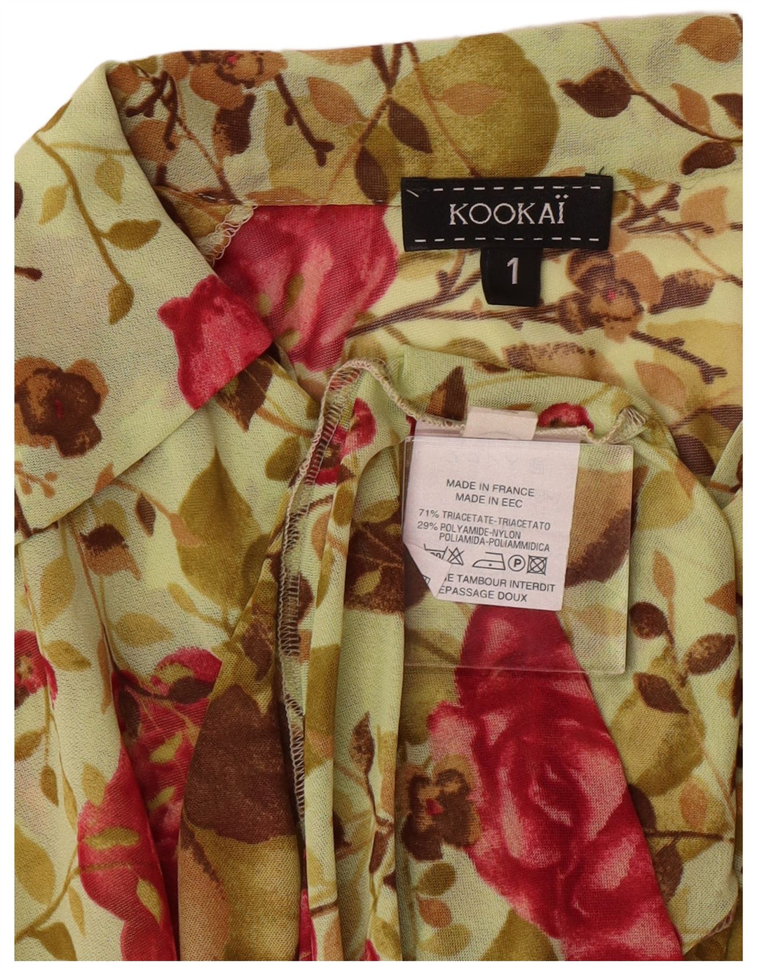 Abito camicia a maniche lunghe da donna Kookai taglia 1 piccolo bohemien floreale verde