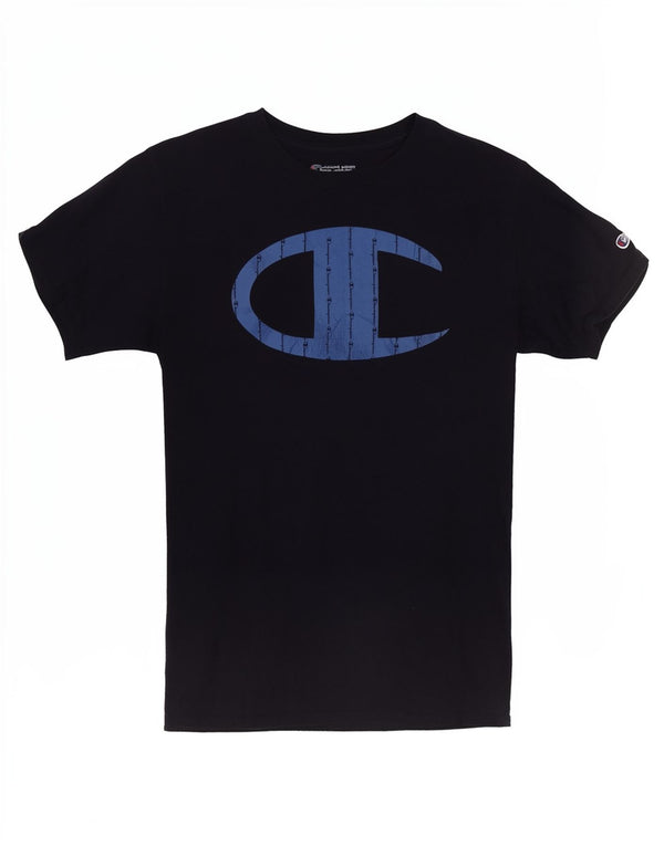 T-shirt grafica da uomo Champion Top piccola in cotone nero