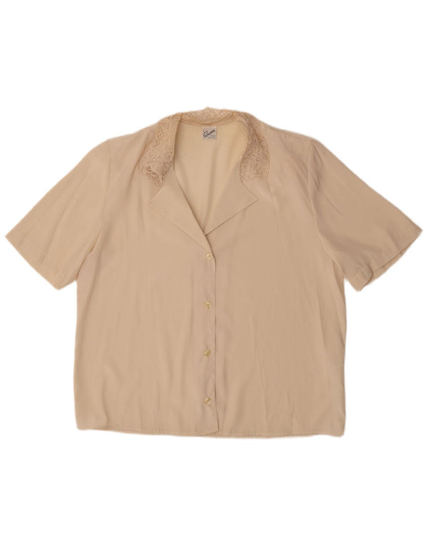 PRIMAVERA FIRENZE Camicia a maniche corte da donna Camicetta UK 18 XL Beige
