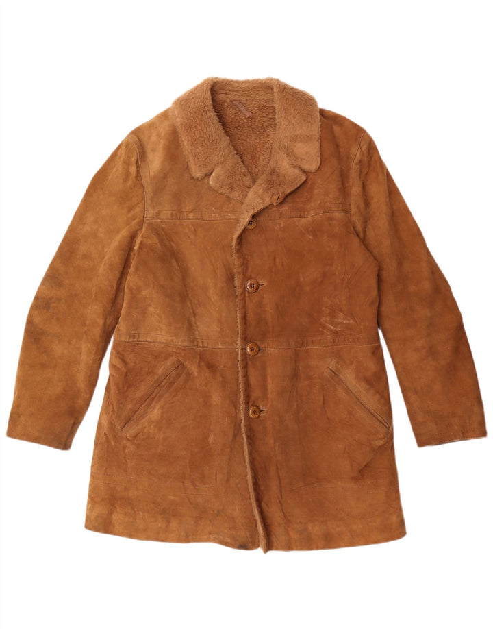 Giacca da uomo in pelle scamosciata Sherpa Anfor IT 48 in pelle marrone medio