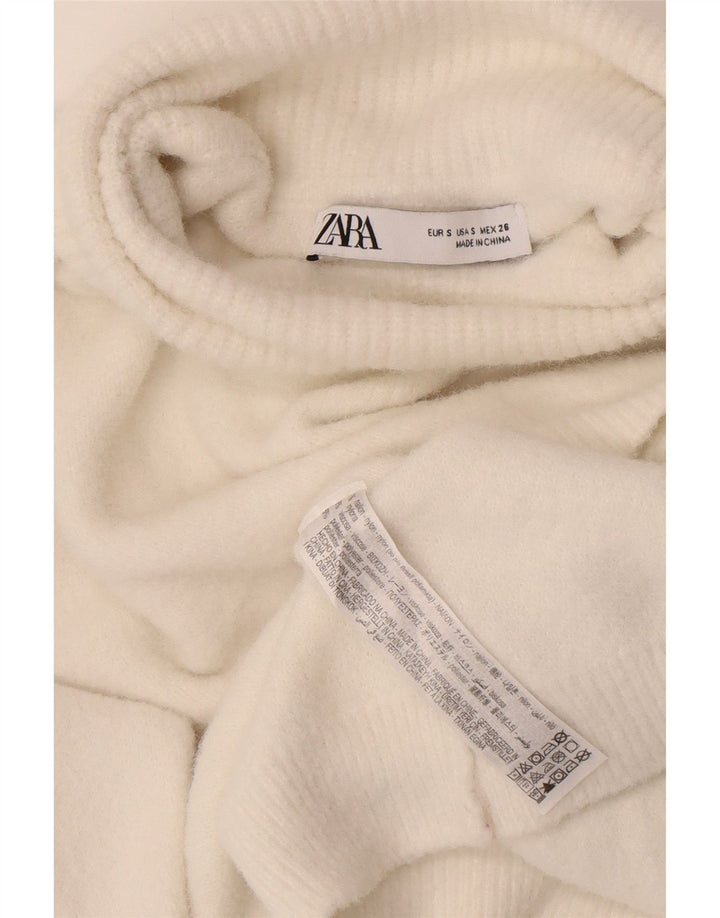 Maglione corto da donna Zara con collo alto UK 10 piccolo nylon bianco