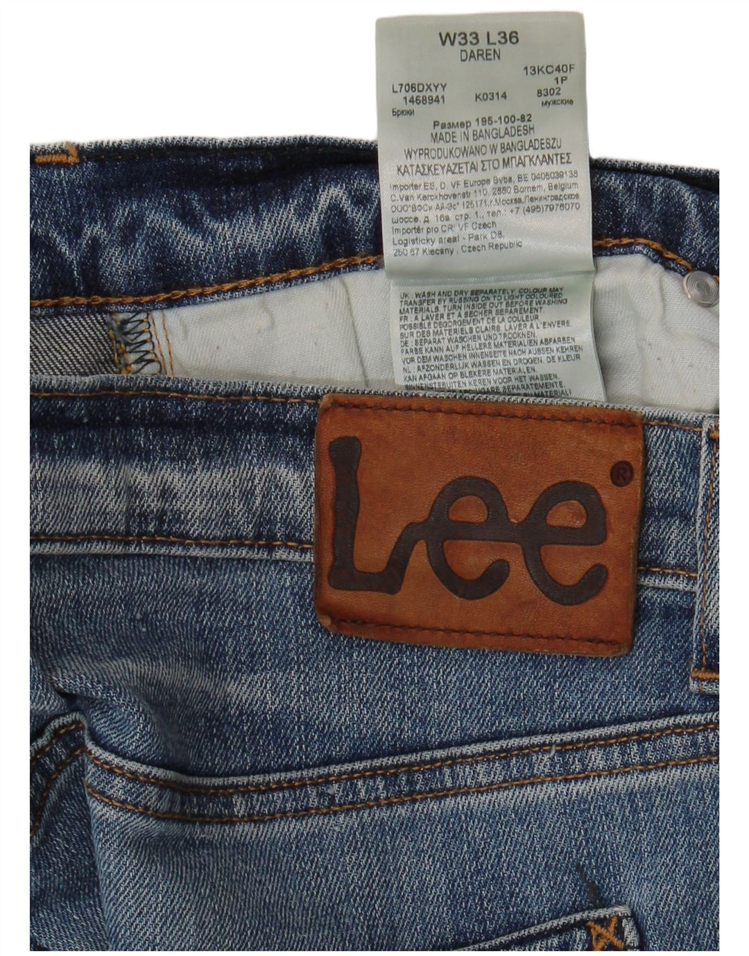 Jeans LEE Daren Slim da uomo W33 L36 in cotone blu
