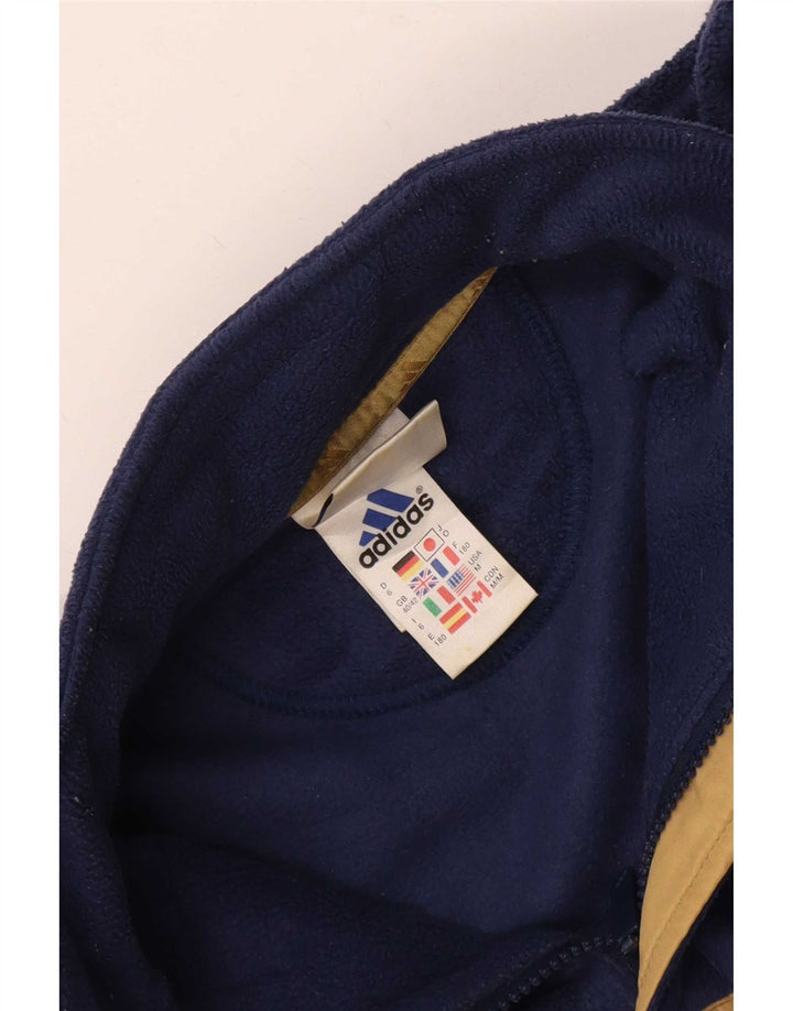 Maglione in pile da uomo con zip e collo Adidas UK 40/42 medio poliestere blu navy