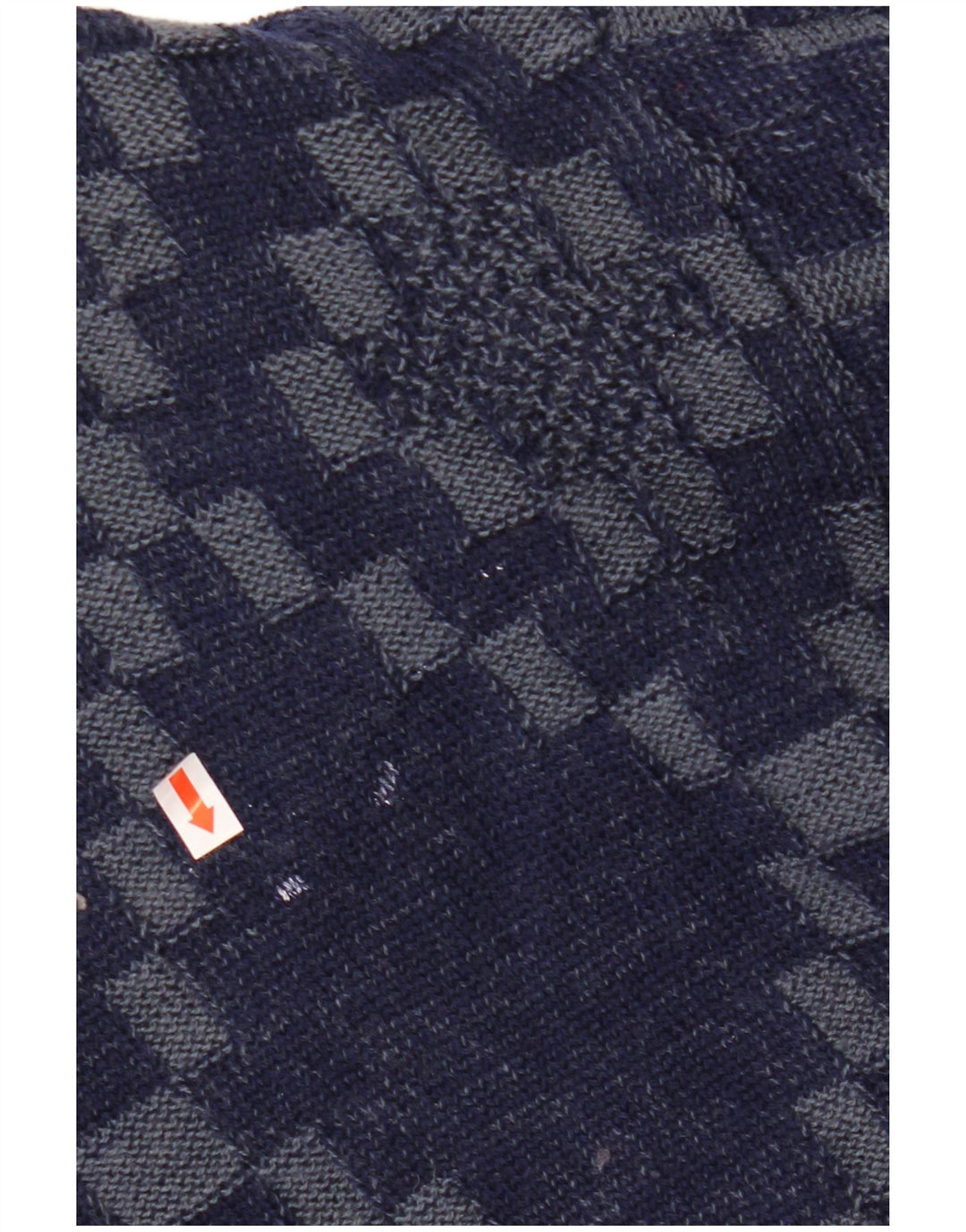 Maglione cardigan da uomo VINTAGE grande viscosa geometrica blu navy