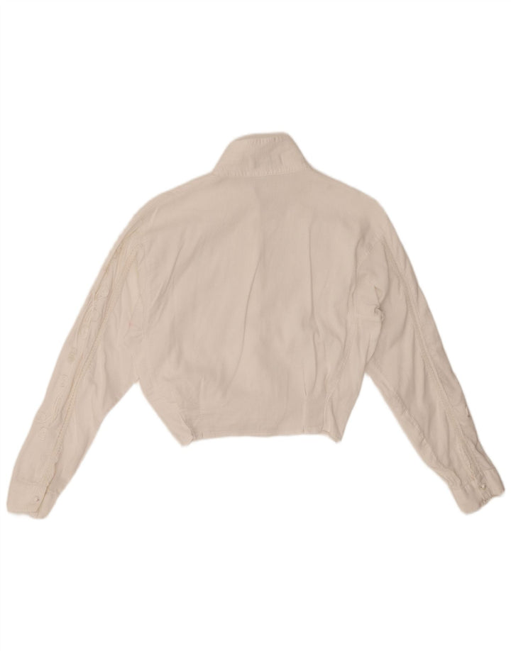 LES COPAINS Camicia da donna in velluto a coste corta UK 12 Medio Bianco floreale