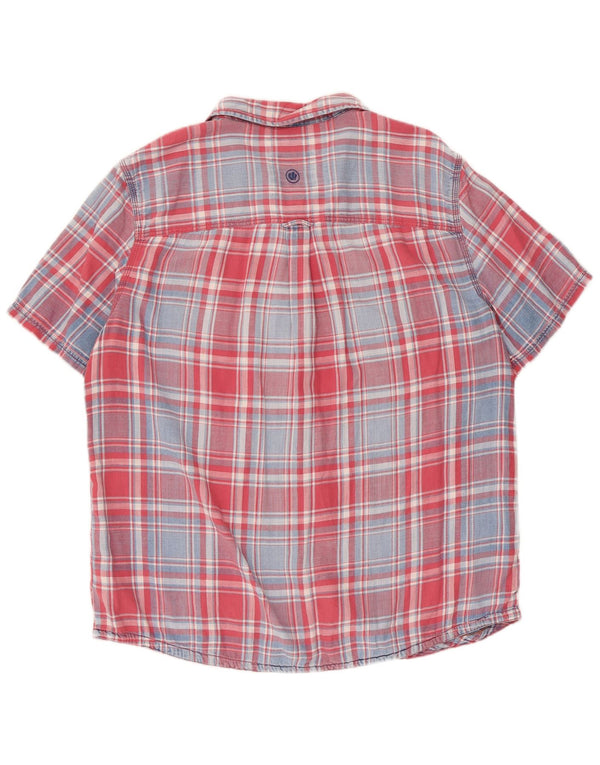 Fat Face Camicia da uomo in flanella vestibilità regolare a maniche corte XL in cotone a quadri rossi